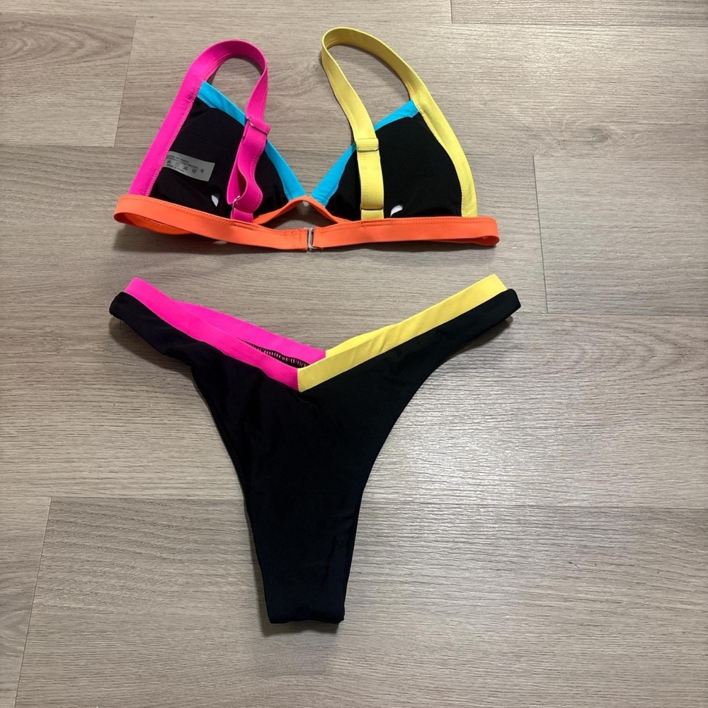 Colorful Bikini Set with Black Base